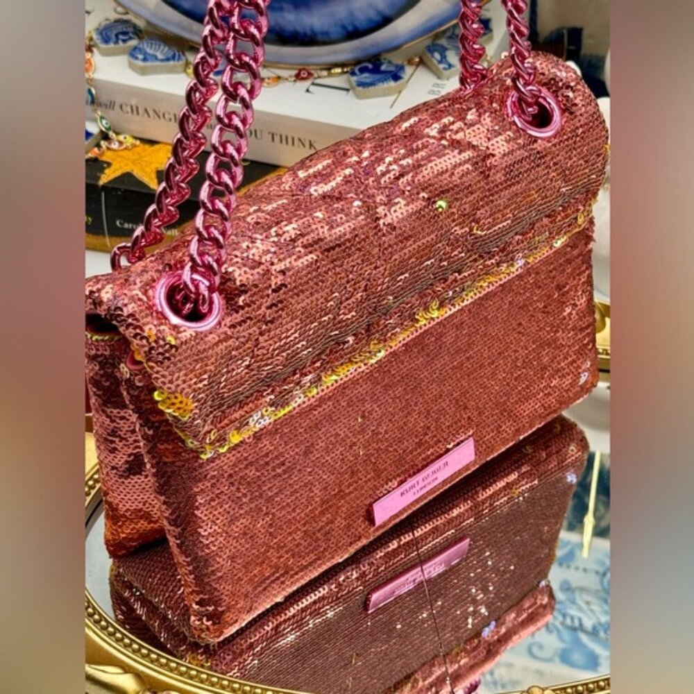 🆕 KURT GEIGER LONDON 🧿 NWOT Glitter Mini Kensington Crossbody Bag, Pink Drench - Picture 9 of 15